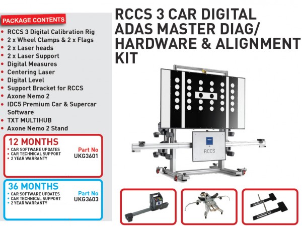12 months RCCS 3 CAR DIGITAL ADAS MASTER DIAG/HARDWARE & ALIGNMENT KIT